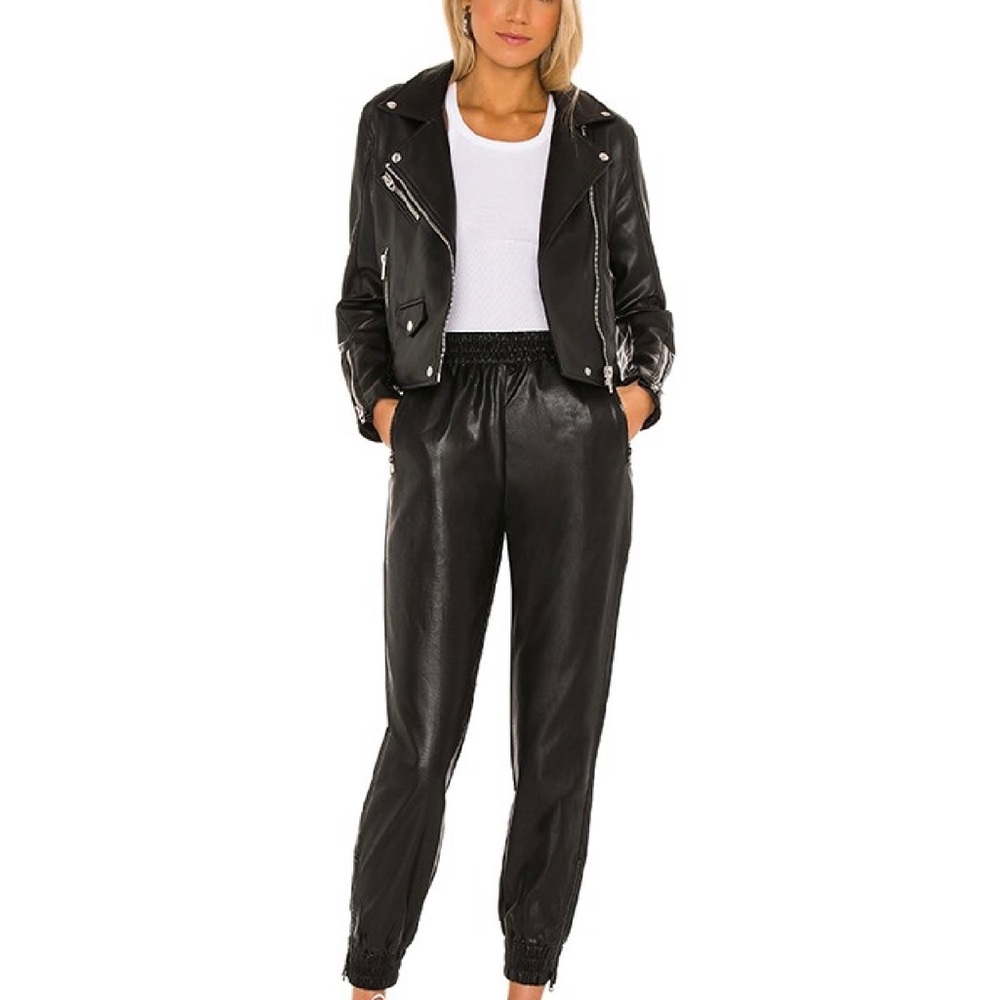 Fake leather jogger pants